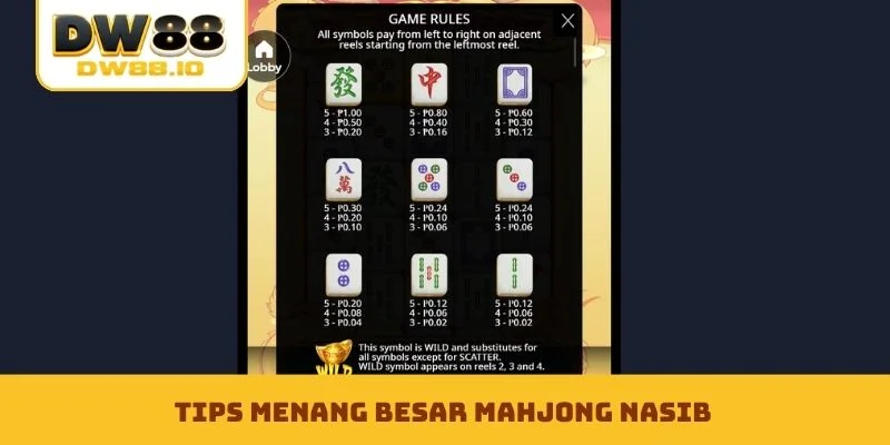 Tips menang besar Mahjong Nasib