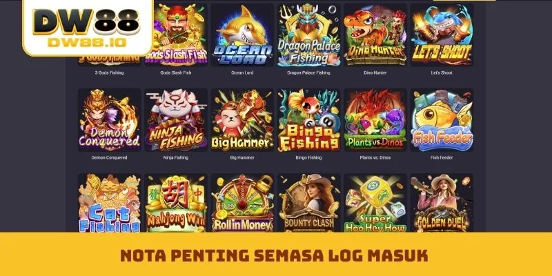 Nota penting semasa log masuk
